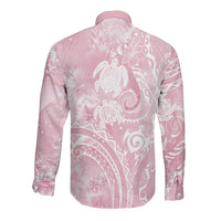 Aloha Hawaii Turtles Floral Long Sleeve Button Shirt Pink Marbles Glaze LT7 - Polynesian Pride