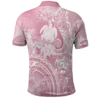 Aloha Hawaii Turtles Floral Polo Shirt Pink Marbles Glaze