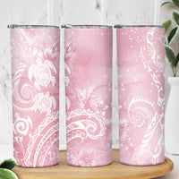 Aloha Hawaii Turtles Floral Skinny Tumbler Pink Marbles Glaze