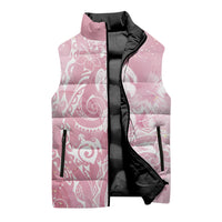 Aloha Hawaii Turtles Floral Sleeveless Puffer Jacket Pink Marbles Glaze