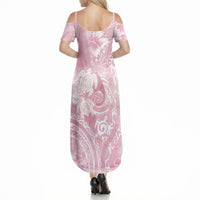Aloha Hawaii Turtles Floral Summer Maxi Dress Pink Marbles Glaze LT7 - Polynesian Pride