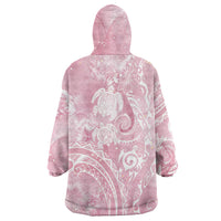 Aloha Hawaii Turtles Floral Wearable Blanket Hoodie Pink Marbles Glaze