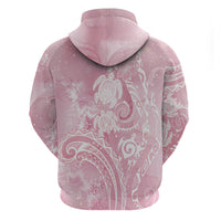 Aloha Hawaii Turtles Floral Zip Hoodie Pink Marbles Glaze
