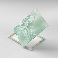 Aloha Hawaii Turtles Floral Canvas Wall Art Seafoam Marbles Glaze