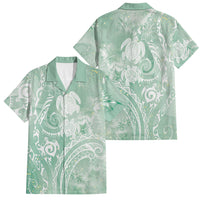 Aloha Hawaii Turtles Floral Family Matching Tank Maxi Dress and Hawaiian Shirt Seafoam Marbles Glaze LT7 Dad's Shirt - Short Sleeve Seafoam - Polynesian Pride