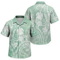 Aloha Hawaii Turtles Floral Family Matching Tank Maxi Dress and Hawaiian Shirt Seafoam Marbles Glaze LT7 Son's Shirt Seafoam - Polynesian Pride