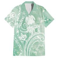 Aloha Hawaii Turtles Floral Hawaiian Shirt Seafoam Marbles Glaze