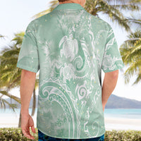 Aloha Hawaii Turtles Floral Hawaiian Shirt Seafoam Marbles Glaze LT7 - Polynesian Pride