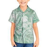 Aloha Hawaii Turtles Floral Hawaiian Shirt Seafoam Marbles Glaze LT7 - Polynesian Pride