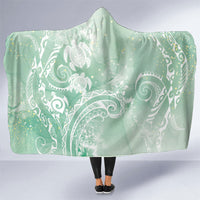 Aloha Hawaii Turtles Floral Hooded Blanket Seafoam Marbles Glaze
