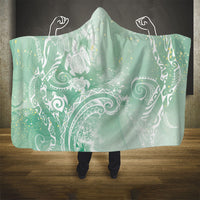 Aloha Hawaii Turtles Floral Hooded Blanket Seafoam Marbles Glaze