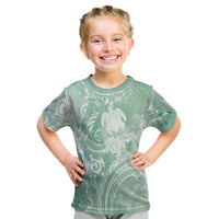 Aloha Hawaii Turtles Floral Kid T Shirt Seafoam Marbles Glaze