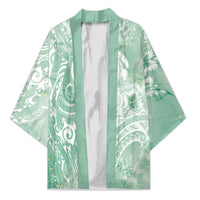 Aloha Hawaii Turtles Floral Kimono Seafoam Marbles Glaze