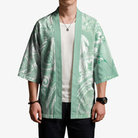 Aloha Hawaii Turtles Floral Kimono Seafoam Marbles Glaze