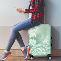 Aloha Hawaii Turtles Floral Luggage Cover Seafoam Marbles Glaze