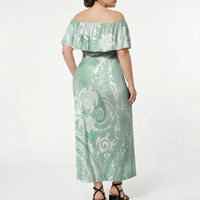 Aloha Hawaii Turtles Floral Off Shoulder Maxi Dress Seafoam Marbles Glaze LT7 - Polynesian Pride