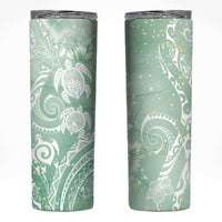 Aloha Hawaii Turtles Floral Skinny Tumbler Seafoam Marbles Glaze