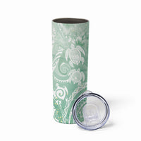 Aloha Hawaii Turtles Floral Skinny Tumbler Seafoam Marbles Glaze