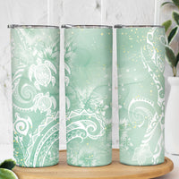 Aloha Hawaii Turtles Floral Skinny Tumbler Seafoam Marbles Glaze