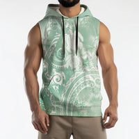 Aloha Hawaii Turtles Floral Sleeveless Hoodie Seafoam Marbles Glaze