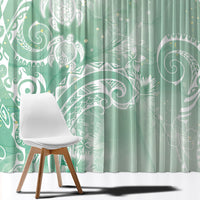 Aloha Hawaii Turtles Floral Window Curtain Seafoam Marbles Glaze