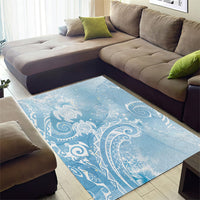 Aloha Hawaii Turtles Floral Area Rug Aqua Marbles Glaze