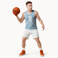 Aloha Hawaii Turtles Floral Basketball Jersey Aqua Marbles Glaze