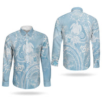 Aloha Hawaii Turtles Floral Couples Matching Tank Maxi Dress and Long Sleeve Button Shirt Aqua Marbles Glaze LT7 - Polynesian Pride