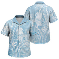 Aloha Hawaii Turtles Floral Family Matching Puletasi and Hawaiian Shirt Aqua Marbles Glaze LT7 Son's Shirt Aqua - Polynesian Pride