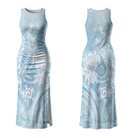 Aloha Hawaii Turtles Floral Family Matching Tank Maxi Dress and Hawaiian Shirt Aqua Marbles Glaze LT7 Mom's Dress Aqua - Polynesian Pride