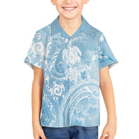 Aloha Hawaii Turtles Floral Hawaiian Shirt Aqua Marbles Glaze LT7 - Polynesian Pride