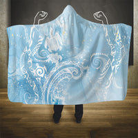 Aloha Hawaii Turtles Floral Hooded Blanket Aqua Marbles Glaze
