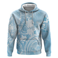 Aloha Hawaii Turtles Floral Hoodie Aqua Marbles Glaze