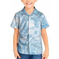 Aloha Hawaii Turtles Floral Kid Hawaiian Shirt Aqua Marbles Glaze LT7 Kid Aqua - Polynesian Pride