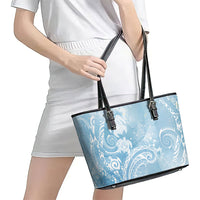 Aloha Hawaii Turtles Floral Leather Tote Bag Aqua Marbles Glaze