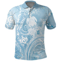 Aloha Hawaii Turtles Floral Polo Shirt Aqua Marbles Glaze LT7 Aqua - Polynesian Pride