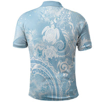 Aloha Hawaii Turtles Floral Polo Shirt Aqua Marbles Glaze LT7 - Polynesian Pride