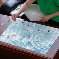 Aloha Hawaii Turtles Floral Puzzle Aqua Marbles Glaze