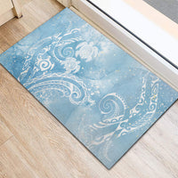 Aloha Hawaii Turtles Floral Rubber Doormat Aqua Marbles Glaze