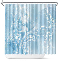 Aloha Hawaii Turtles Floral Shower Curtain Aqua Marbles Glaze