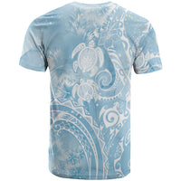Aloha Hawaii Turtles Floral T Shirt Aqua Marbles Glaze