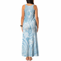 Aloha Hawaii Turtles Floral Tank Maxi Dress Aqua Marbles Glaze LT7 - Polynesian Pride