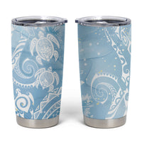 Aloha Hawaii Turtles Floral Tumbler Cup Aqua Marbles Glaze