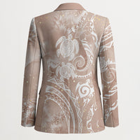 Aloha Hawaii Turtles Floral Blazer Taupe Marbles Glaze