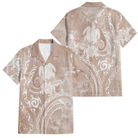 Aloha Hawaii Turtles Floral Family Matching Tank Maxi Dress and Hawaiian Shirt Taupe Marbles Glaze LT7 Dad's Shirt - Short Sleeve Taupe - Polynesian Pride