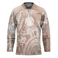 Aloha Hawaii Turtles Floral Hockey Jersey Taupe Marbles Glaze