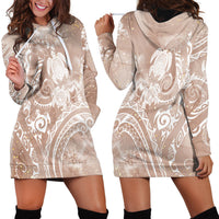 Aloha Hawaii Turtles Floral Hoodie Dress Taupe Marbles Glaze