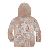 Aloha Hawaii Turtles Floral Kid Hoodie Taupe Marbles Glaze