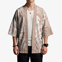 Aloha Hawaii Turtles Floral Kimono Taupe Marbles Glaze