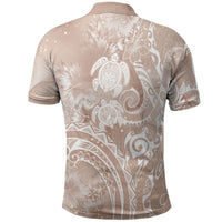 Aloha Hawaii Turtles Floral Polo Shirt Taupe Marbles Glaze LT7 - Polynesian Pride